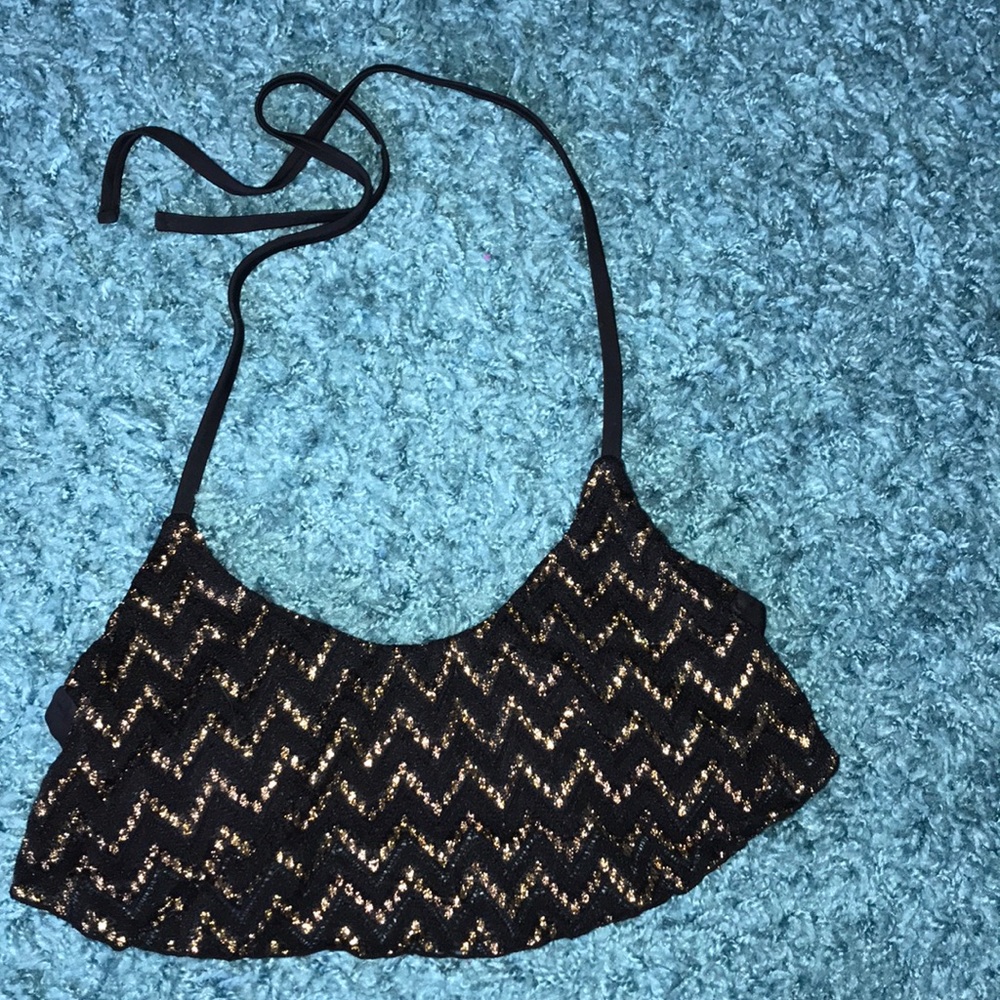 Black Bikini top with Shimmery Gold pattern